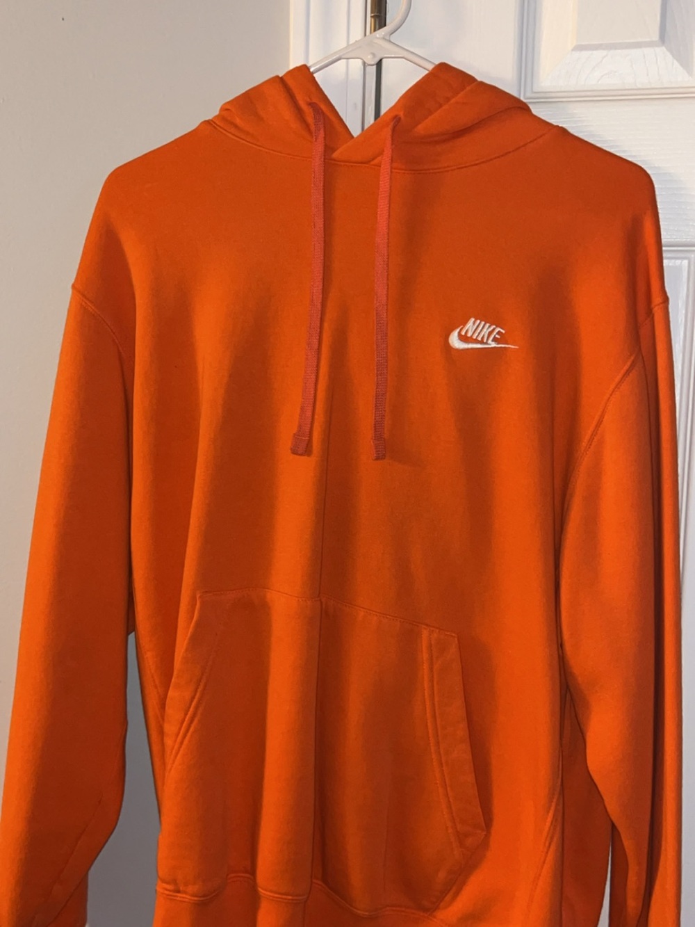 Nike Orange Hooded Sweatshirt with White Logo
